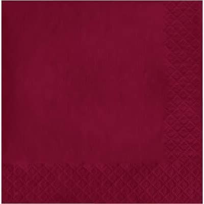 Touch of Color 2-Ply 50 Count Paper Lunch Napkins, Burgundy, 6.5 x 6.5-Inch