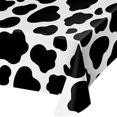 Party Supplies, Cow Print Plastic Tablecover, Tableware, 54 x 108", Multicolor, 1ct