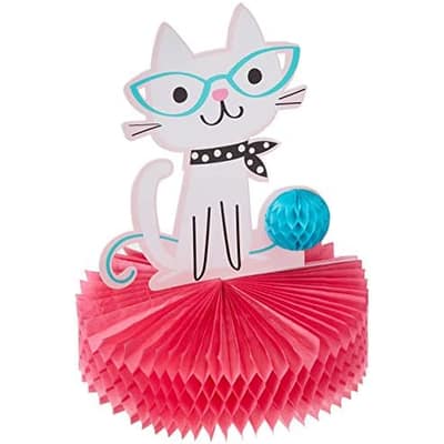 Cute Cats Honeycomb Centerpiece Party Supplies - 1 Pc Multicolor, 12" x 9"