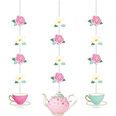 Floral Tea Party Hanging Decorations, 3 ct Multi Color, 32"