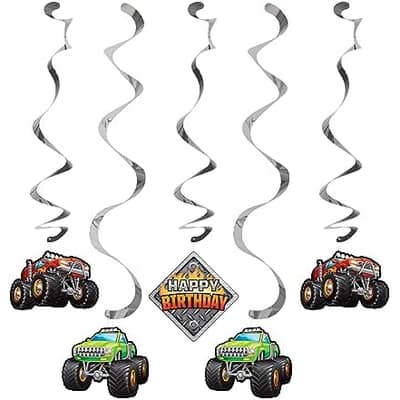 Monster Truck Dizzy Danglers, 5 ct, Multi-colored, 39"