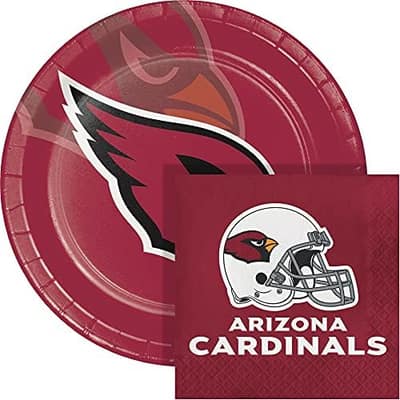 Arizona Cardinals Paper Plate and Napkin Party Kit, Serves 16, Officially Licensed