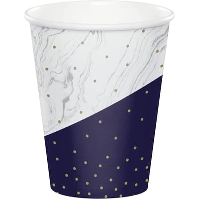 Navy and Gold Birthday Paper Cups, 24 ct