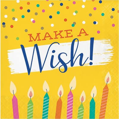 Festive Cake Make a Wish Napkins, 48 ct