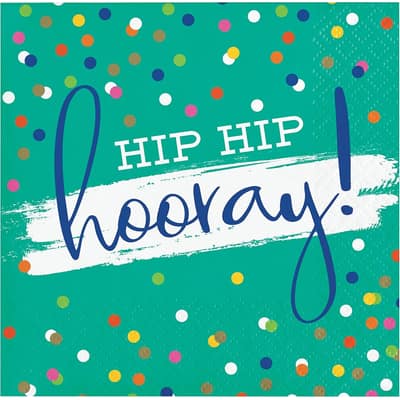 Festive Cake Hip Hip Hooray Beverage Napkins, 48 ct