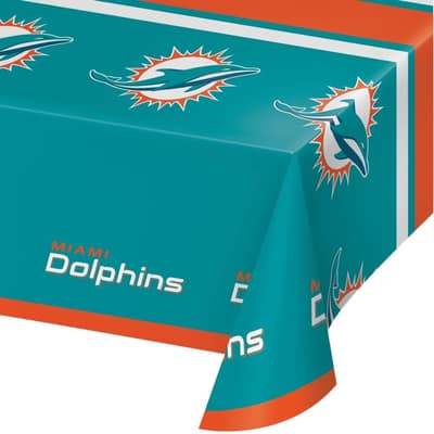 Miami Dolphins Plastic Tablecloth, 3 ct, Officially Licensed
