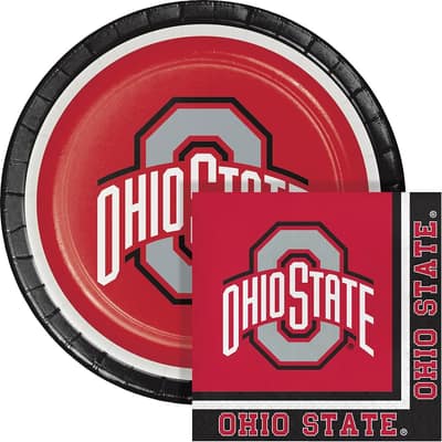 Ohio State University Paper Plate and Napkin Party Kit, Serves 16