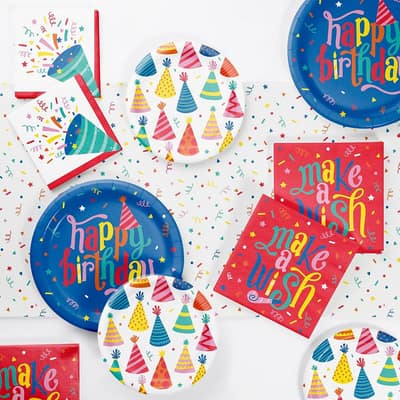 Hats Off Birthday Hats Tableware Set, Serves 8