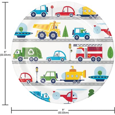 Transportation Time City Life Dinner Plates, 24 ct