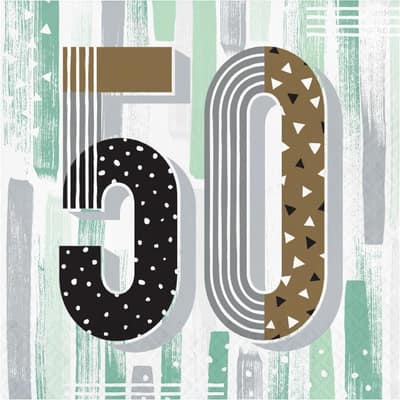 Minted Milestone Mint Green 50th Birthday Napkins, 48 ct