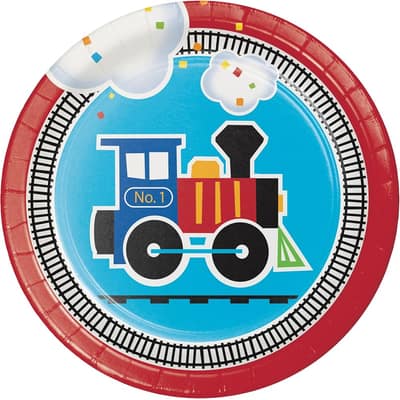 All Aboard Train Dessert Plates, 24 Count