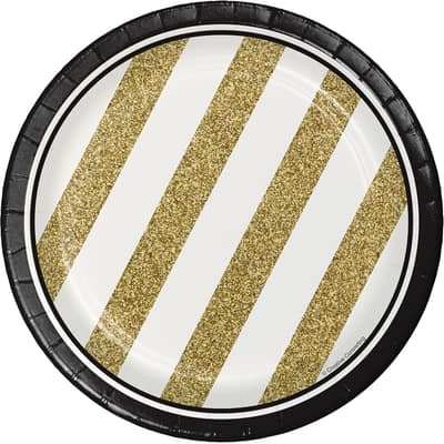 Black and Gold Dessert Plates, 24 Count