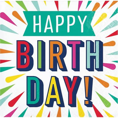Birthday Burst Beverage Napkins, 48 Count