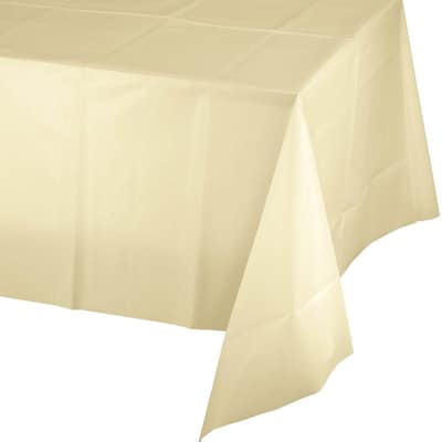 Ivory Plastic Tablecloths, 3 Count