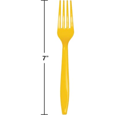 School Bus Yellow Plastic Forks, 72 Count