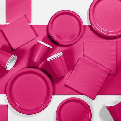 Hot Magenta Pink Party Supplies Kit, Serves 24