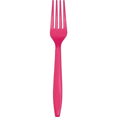 Hot Magenta Pink Plastic Forks, 72 Count