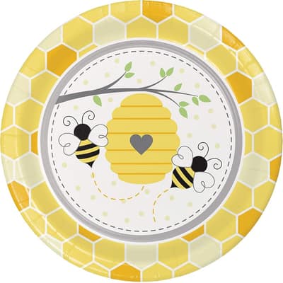 Bumblebee Baby Shower Paper Plates, 24 Count