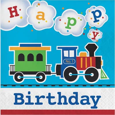 All Aboard Train Birthday Napkins, 48 Count