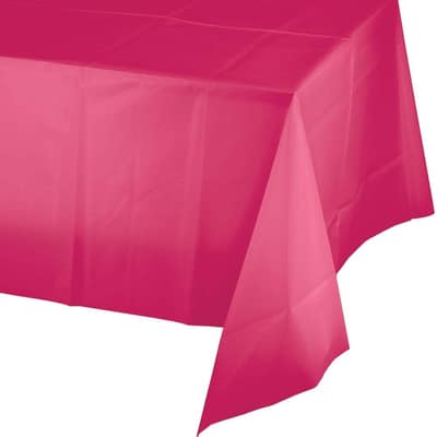 Hot Magenta Pink Plastic Tablecloths, 3 Count