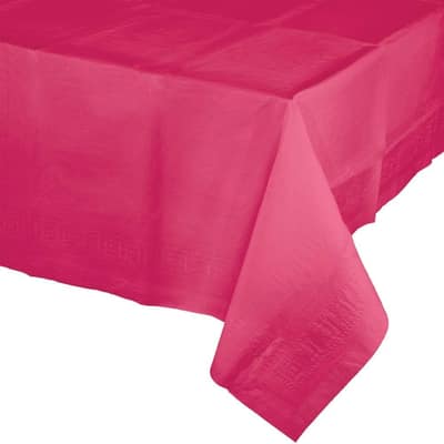 Hot Magenta Pink Paper Tablecloths, 3 Count