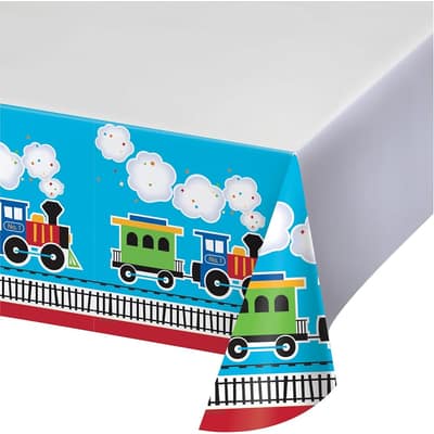 All Aboard Train Plastic Tablecloths, 3 Count