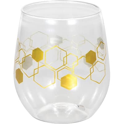 Honeycomb Plastic Stemless Wine Glasses, 6 Count