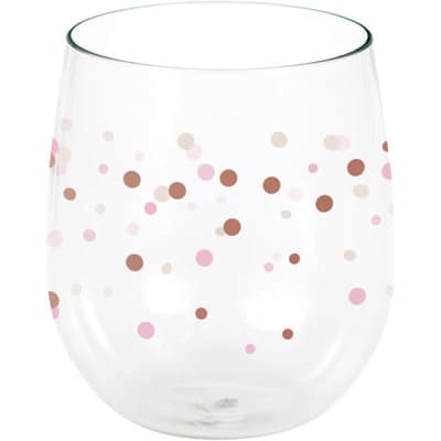 Rosé All Day Polka Dots Plastic Stemless Wine Glasses, 6 Count