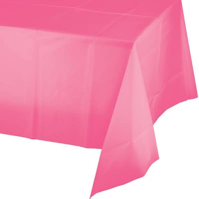 Candy Pink Plastic Tablecloths, 3 Count