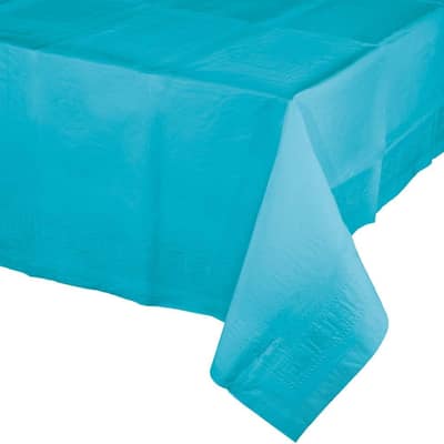 Bermuda Blue Paper Tablecloths, 3 Count