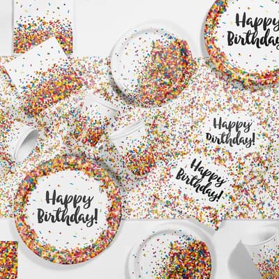 Confetti Sprinkles Birthday Party Supplies Kit, Serves 8