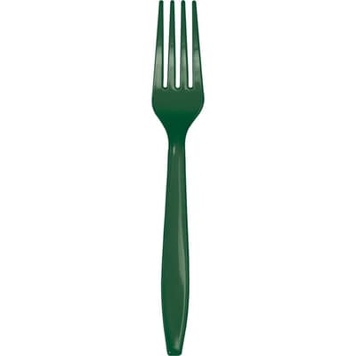 Hunter Green Plastic Forks, 72 Count