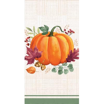 Harvest Wishes Thanksgiving Pumpkin Guest Towels, Perfect for Thanksgiving Celebrations, 48 Count